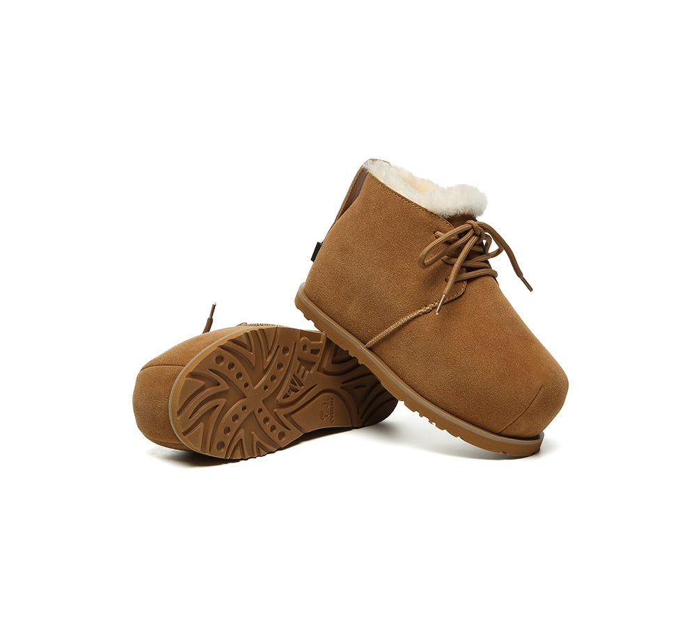 UGG Boots Women Sheepskin Wool Ankle Lace-Up Euro Loaf Paxton