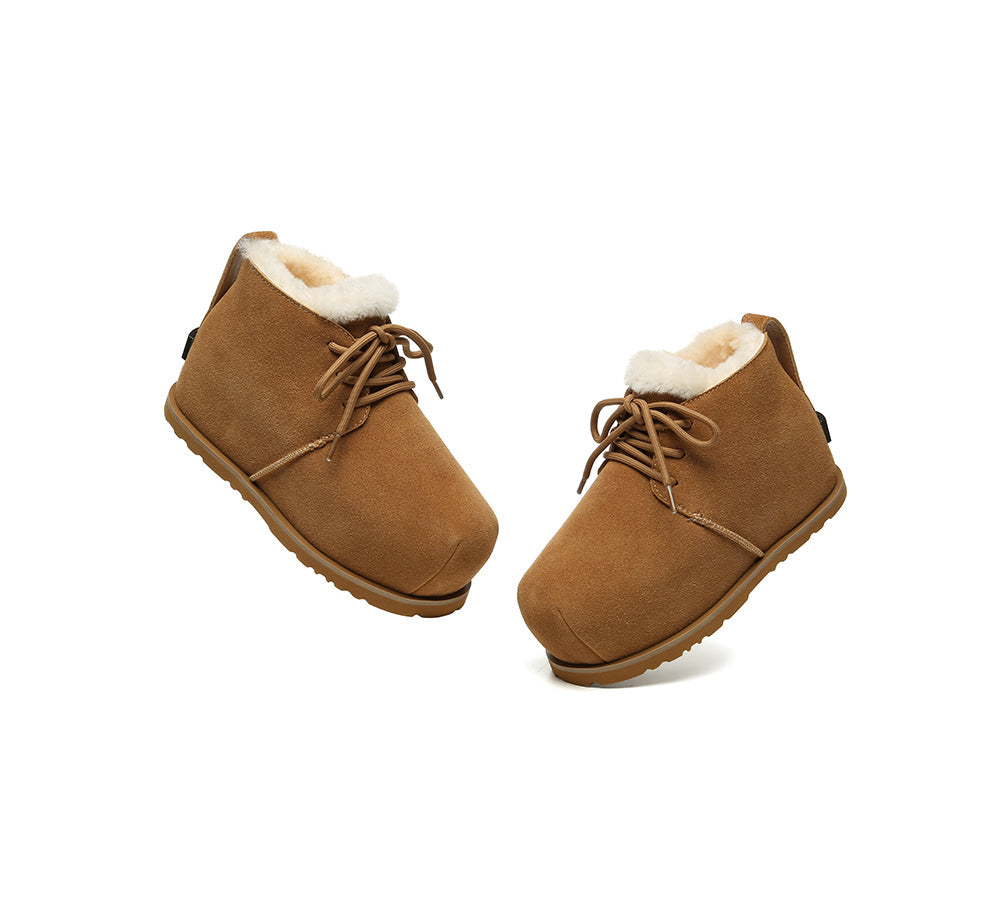 UGG Boots Women Sheepskin Wool Ankle Lace-Up Euro Loaf Paxton