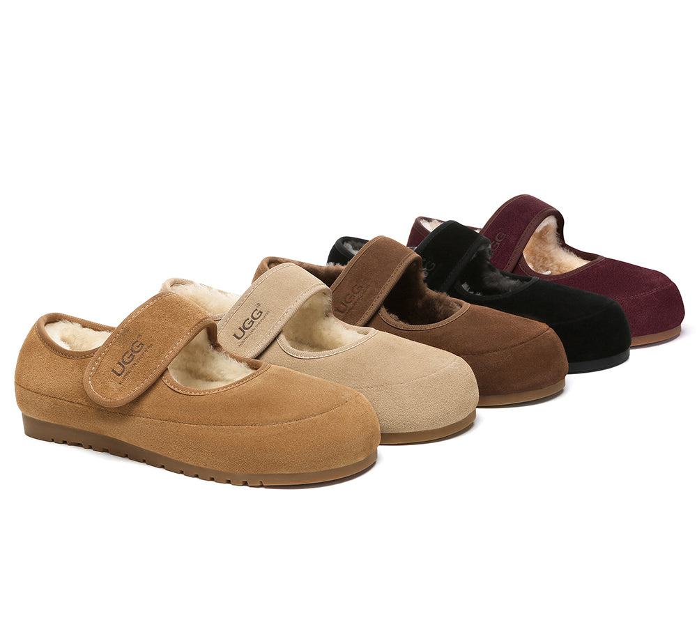 AUSTRALIAN SHEPHERDยฎ UGG Slippers Sheepskin Wool Adjustable Strap Mary Jane Millie UGG AUSTRALIAN SHEPHERD