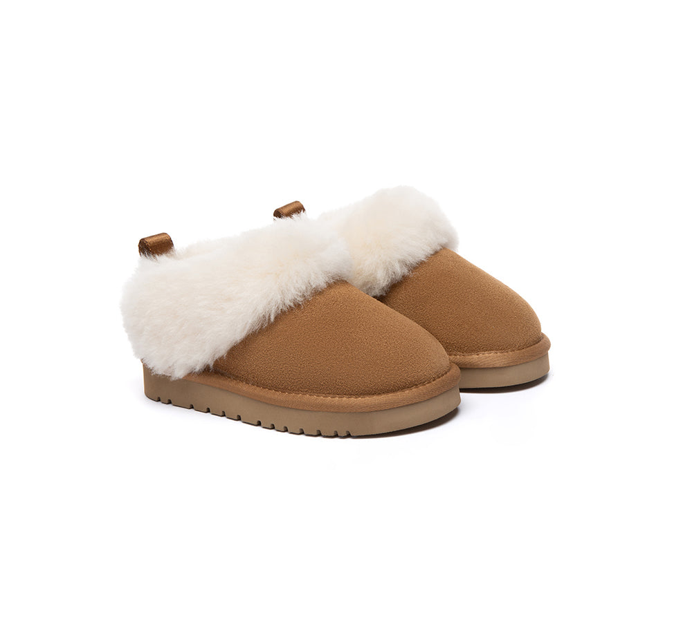 AUSTRALIAN SHEPHERDยฎ UGG Slippers Kids Sheepskin Wool Collar Ankle Glacial UGG AUSTRALIAN SHEPHERD