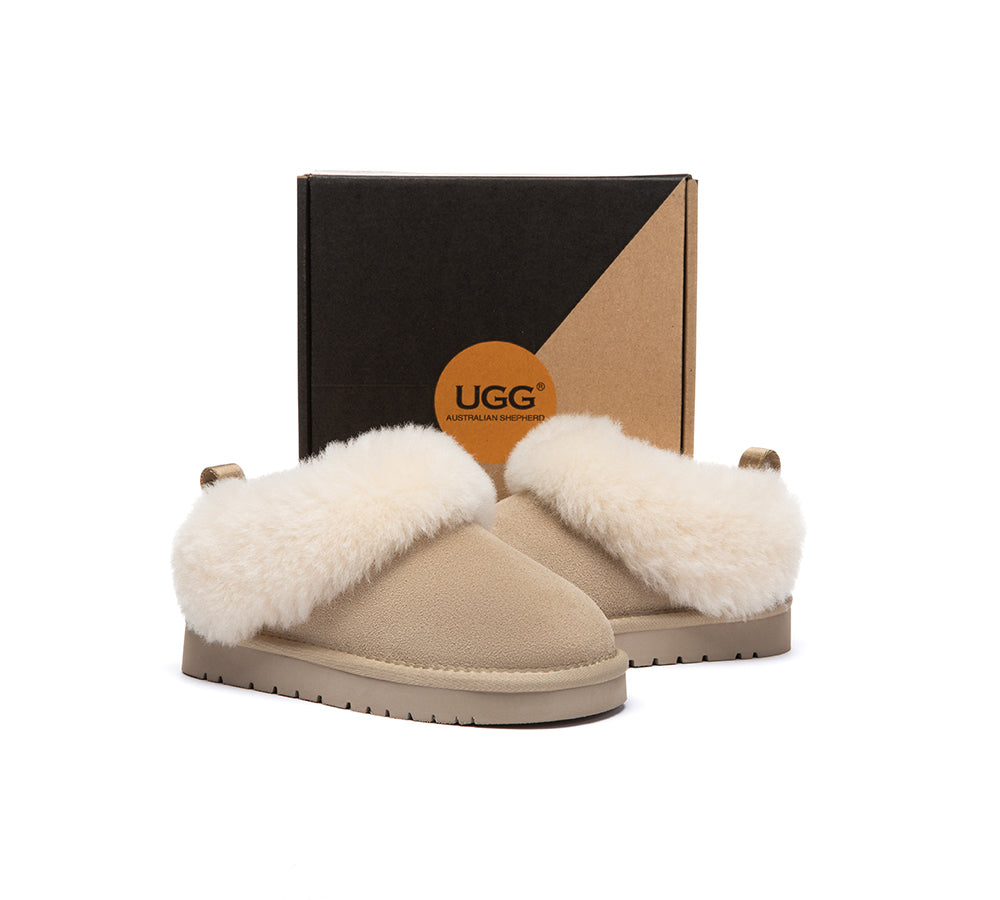 AUSTRALIAN SHEPHERD® UGG Slippers Kids Sheepskin Wool Collar Ankle Glacial UGG AUSTRALIAN SHEPHERD