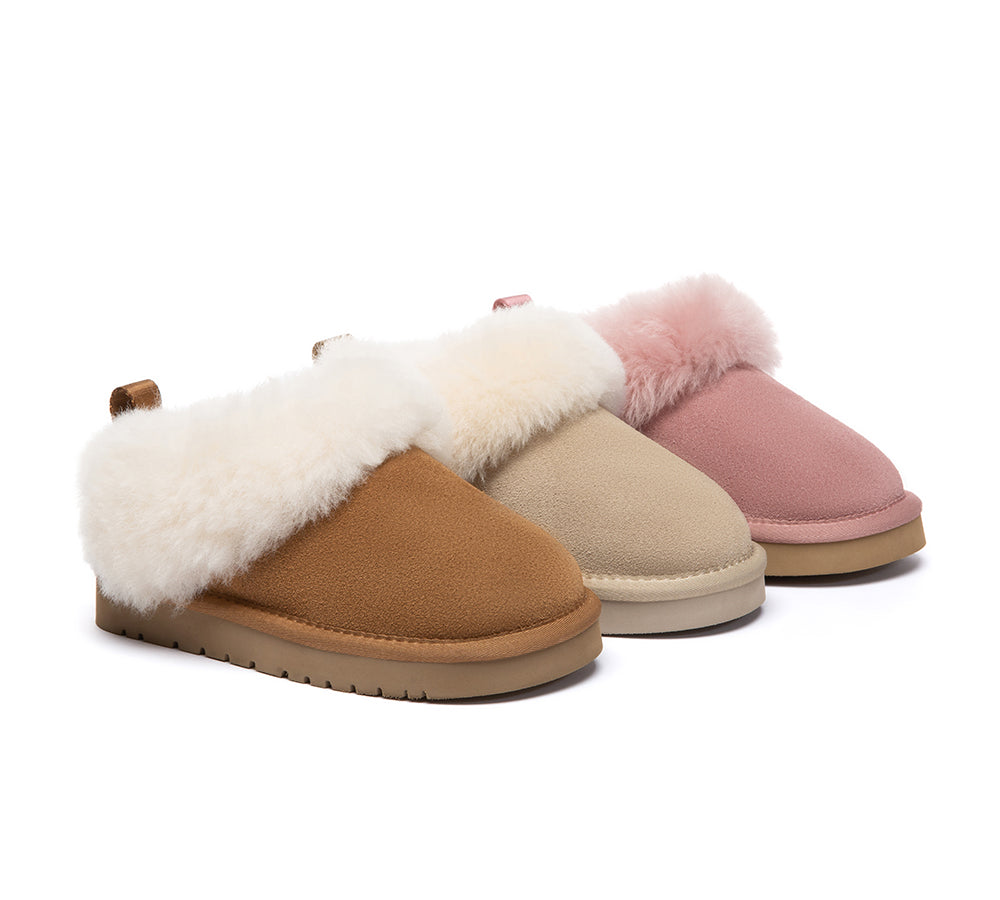 AUSTRALIAN SHEPHERDยฎ UGG Slippers Kids Sheepskin Wool Collar Ankle Glacial UGG AUSTRALIAN SHEPHERD