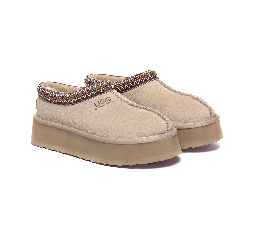 AUSTRALIAN SHEPHERD® UGG Slippers Sheepskin Wool Ankle Platform Tazzy Hippie - UGG EXPRESS