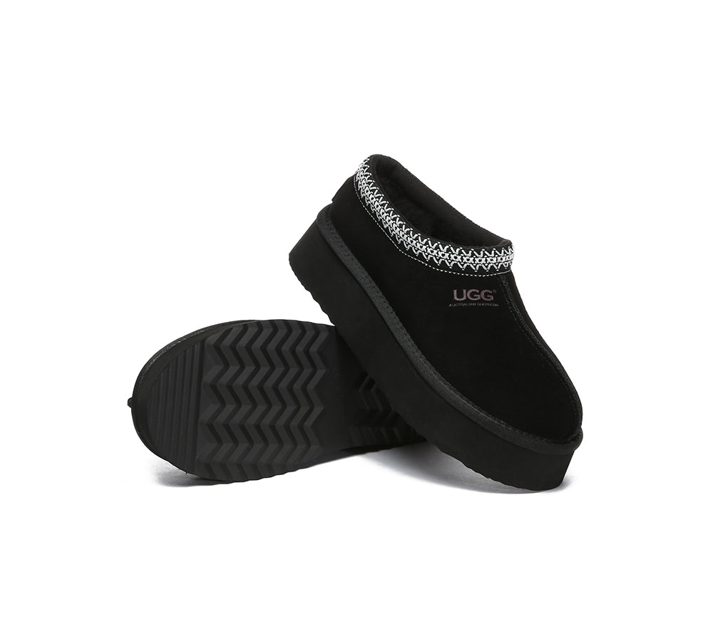 AUSTRALIAN SHEPHERD® UGG Slippers Sheepskin Wool Ankle Platform Tazzy Hippie - UGG EXPRESS