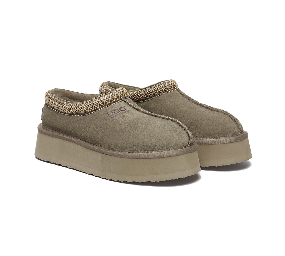 AUSTRALIAN SHEPHERD® UGG Slippers Sheepskin Wool Ankle Platform Tazzy Hippie - UGG EXPRESS