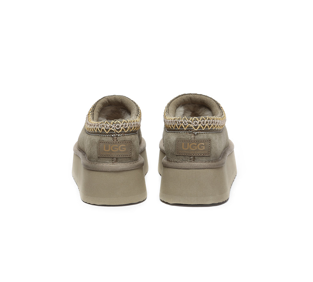 AUSTRALIAN SHEPHERD® UGG Slippers Sheepskin Wool Ankle Platform Tazzy Hippie - UGG EXPRESS