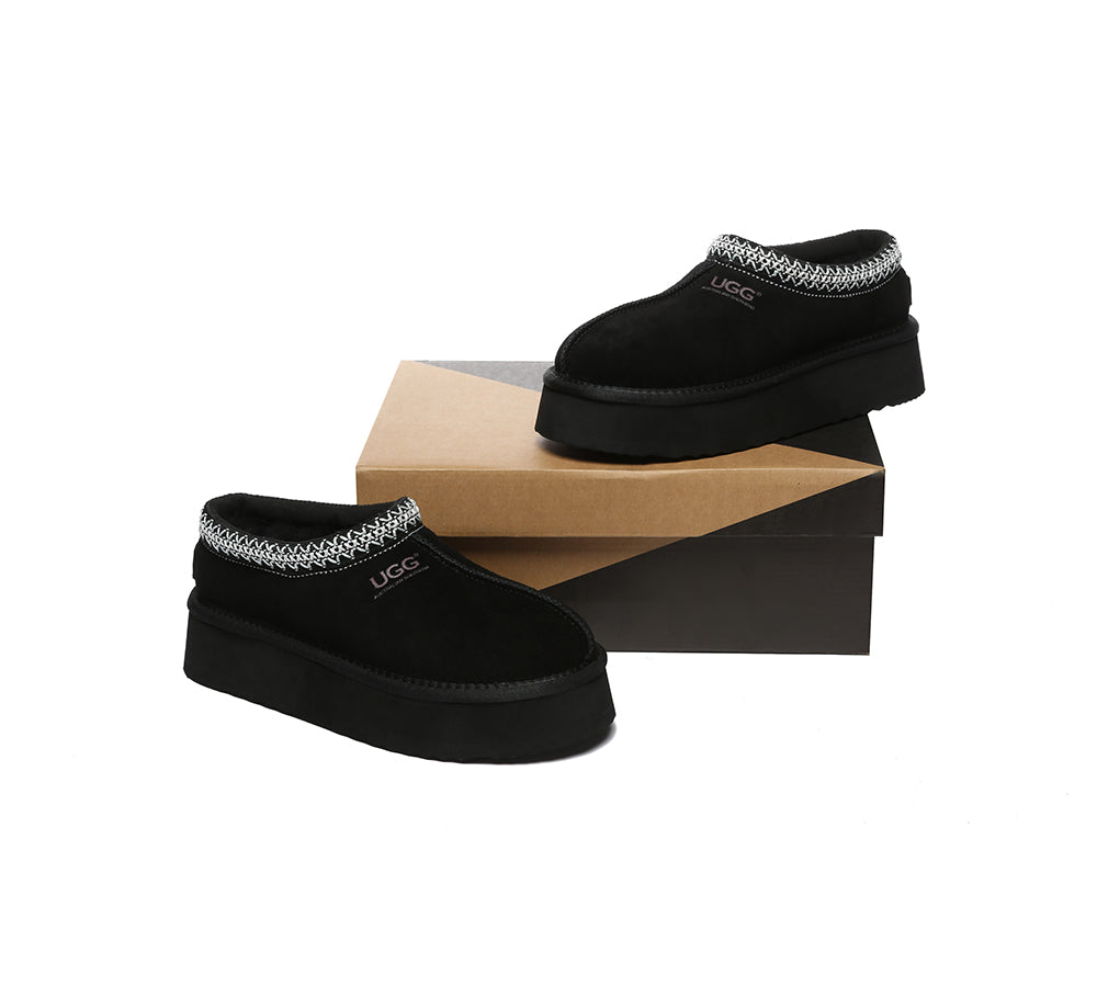 AUSTRALIAN SHEPHERD® UGG Slippers Sheepskin Wool Ankle Platform Tazzy Hippie - UGG EXPRESS