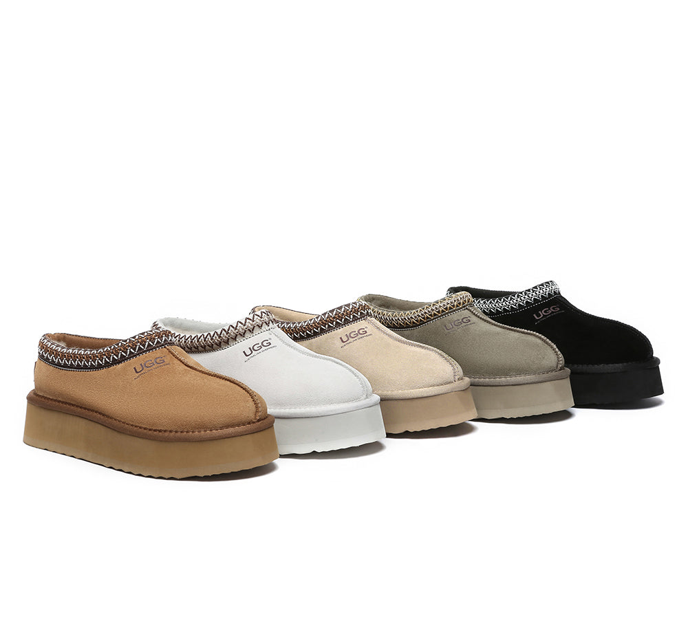 AUSTRALIAN SHEPHERDยฎ UGG Slippers Sheepskin Wool Ankle Platform Tazzy Hippie - UGG EXPRESS