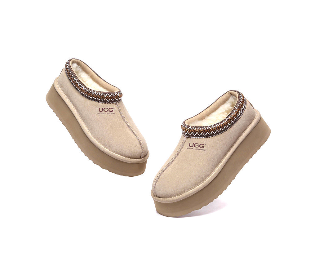 AUSTRALIAN SHEPHERD® UGG Slippers Sheepskin Wool Ankle Platform Tazzy Hippie - UGG EXPRESS