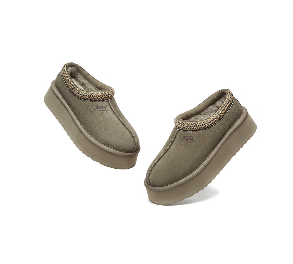 AUSTRALIAN SHEPHERD® UGG Slippers Sheepskin Wool Ankle Platform Tazzy Hippie - UGG EXPRESS