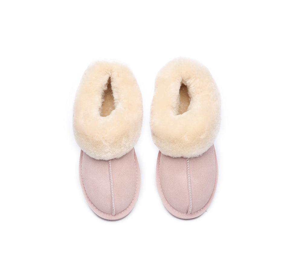 EVERAU® UGG Slippers Sheepskin Wool Suede Ankle Homey - UGG EXPRESS