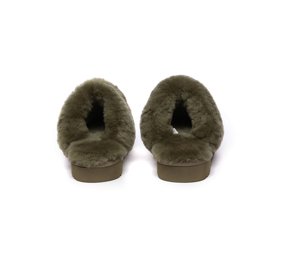 EVERAU® UGG Slippers Sheepskin Wool Suede Scuff Muffin - UGG EXPRESS