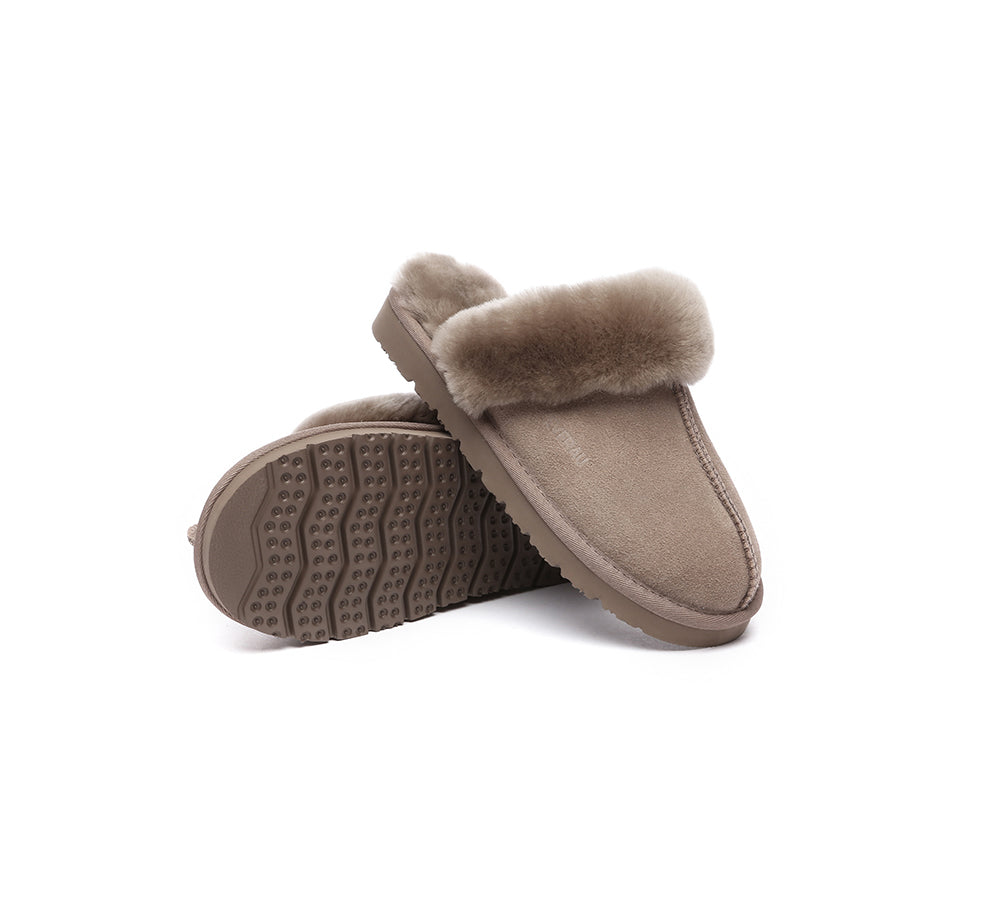 EVERAU® UGG Slippers Sheepskin Wool Suede Scuff Muffin - UGG EXPRESS