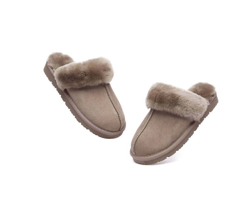 EVERAU® UGG Slippers Sheepskin Wool Suede Scuff Muffin - UGG EXPRESS