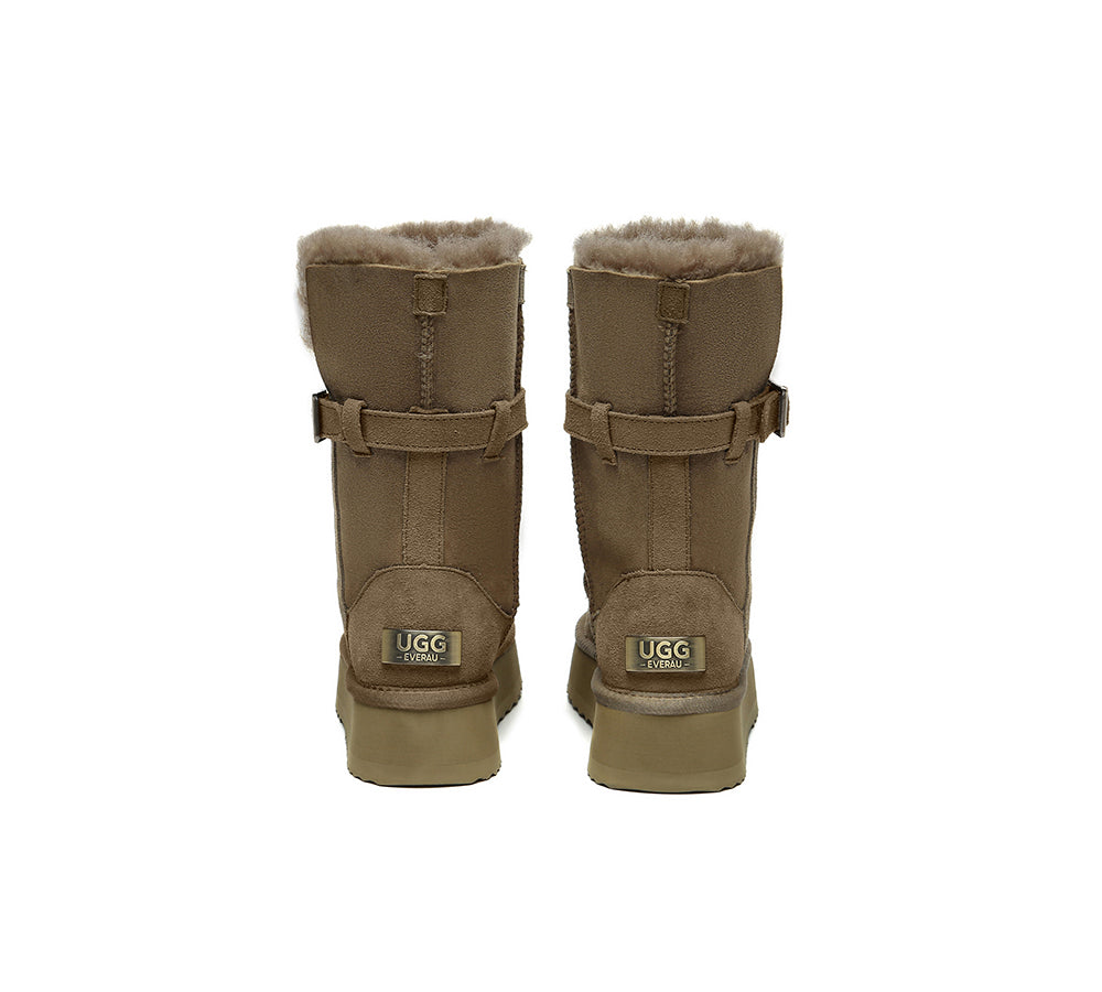 3-Way Style UGG Boots Women Sheepskin Wool Platform Short Valerie