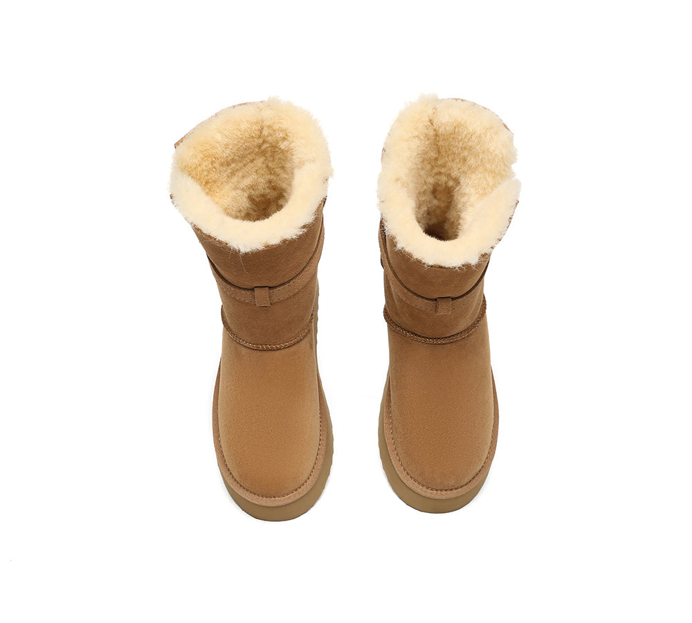 3-Way Style UGG Boots Women Sheepskin Wool Platform Short Valerie