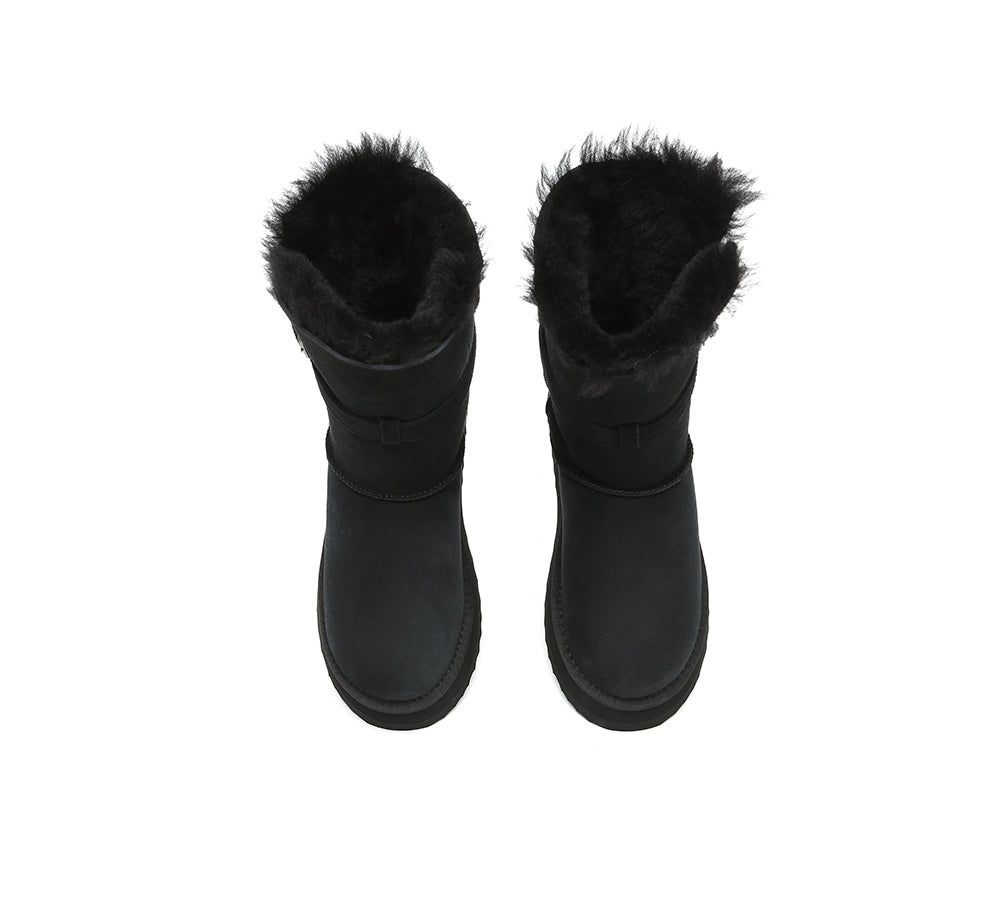 3-Way Style UGG Boots Women Sheepskin Wool Platform Short Valerie