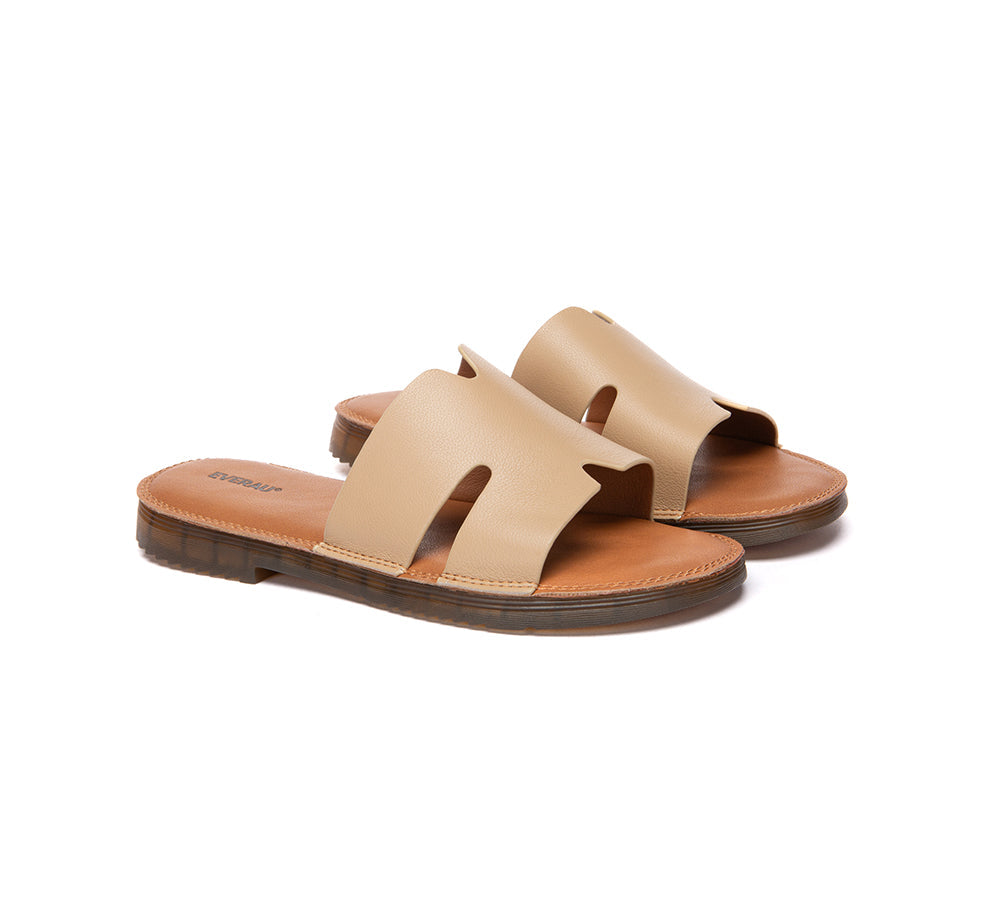 EVERAU® Women Leather Woven Flat Slides Clovey EVERAU