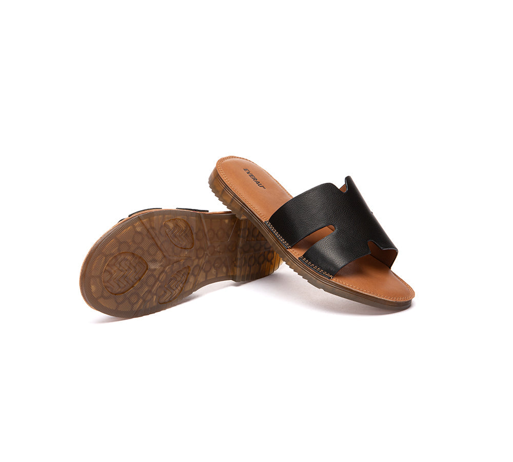 EVERAU® Women Slides Leather Ultra Soft Woven Flat Clovey EVERAU