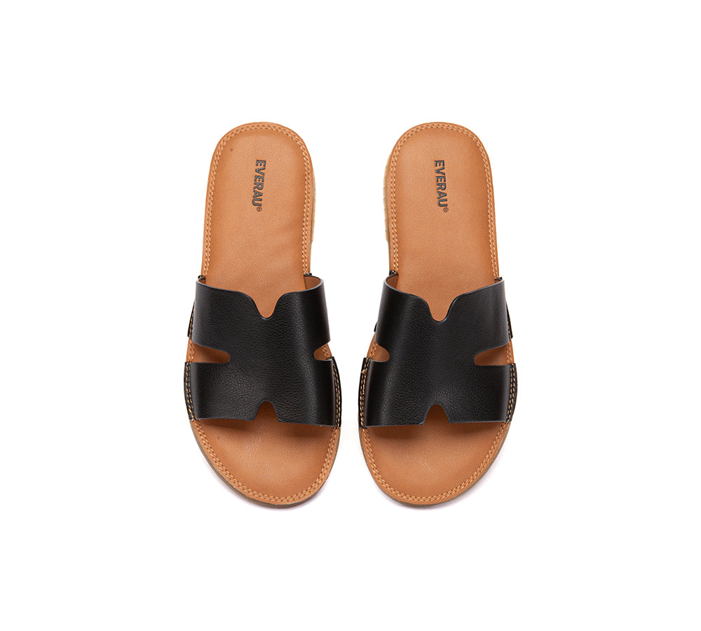 EVERAU® Women Slides Leather Ultra Soft Woven Flat Clovey EVERAU