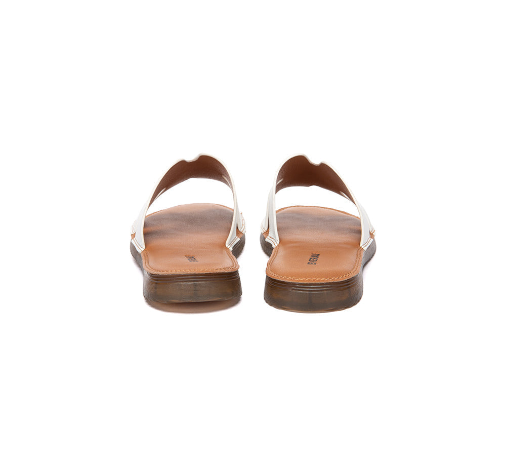 EVERAU® Women Leather Woven Flat Slides Clovey EVERAU