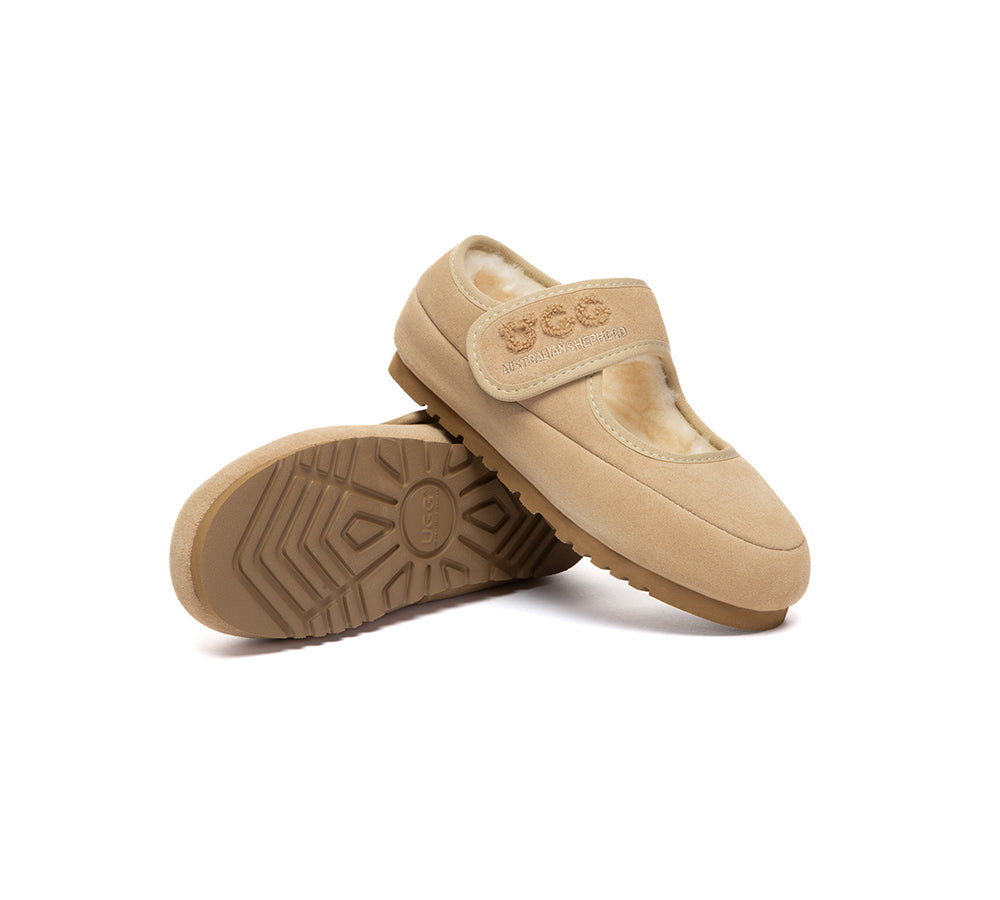 AUSTRALIAN SHEPHERD® UGG Kids Slippers Sheepskin Wool Adjustable Strap Mary Jane Velvi Kids UGG AUSTRALIAN SHEPHERD