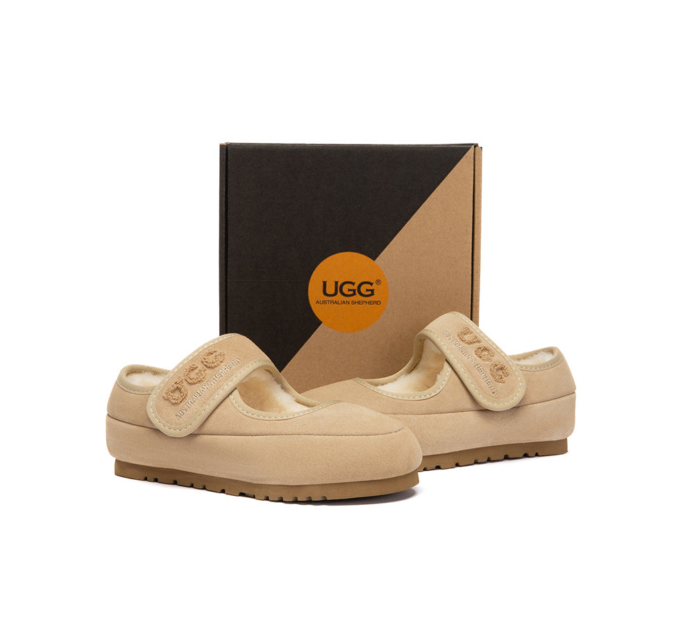 AUSTRALIAN SHEPHERD® UGG Kids Slippers Sheepskin Wool Adjustable Strap Mary Jane Velvi Kids UGG AUSTRALIAN SHEPHERD