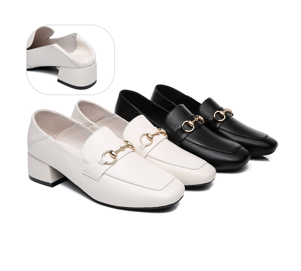 EVERAUยฎ Women Leather Gold Buckle Low Block Heel Loafers Mia - UGG EXPRESS