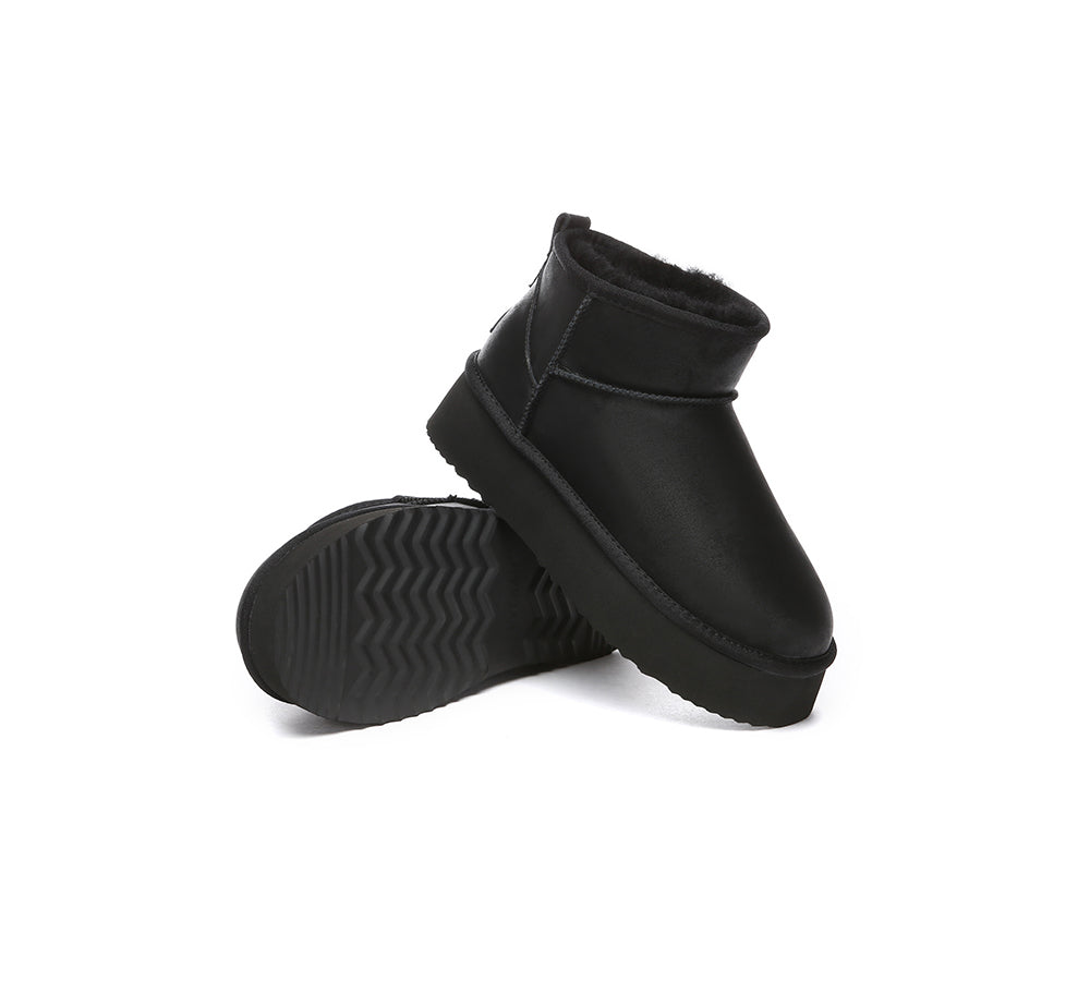 EVERAU® UGG Boots Women Sheepskin Wool Ankle Platform Romi - UGG EXPRESS