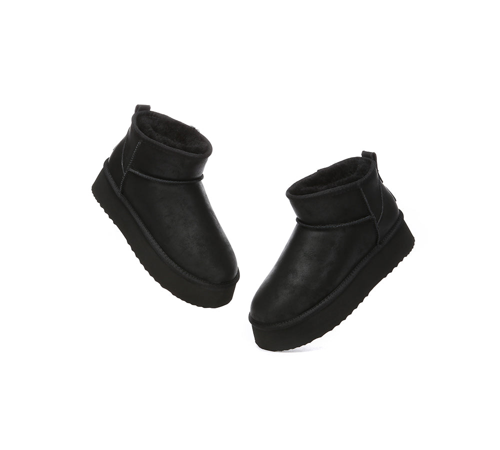 EVERAU® UGG Boots Women Sheepskin Wool Ankle Platform Romi - UGG EXPRESS