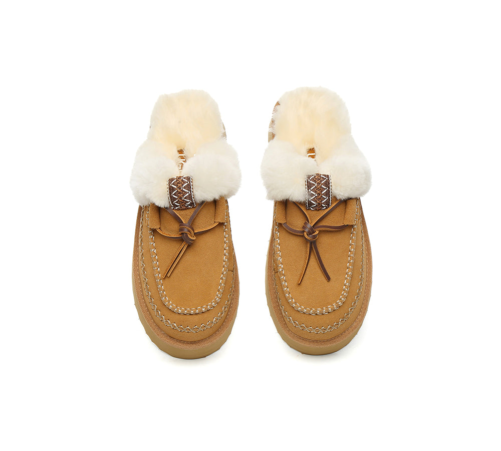 UGG Slippers Women Sheepskin Wool Platform Sammy