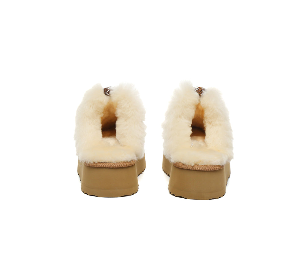 UGG Slippers Women Sheepskin Wool Platform Sammy