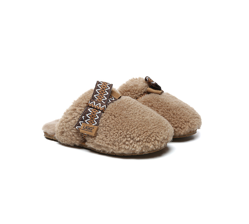 UGG Slippers Women Sheepskin Wool Bow Cecil