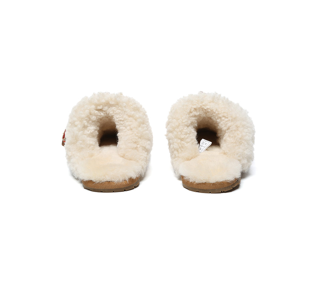 UGG Slippers Women Sheepskin Wool Bow Cecil