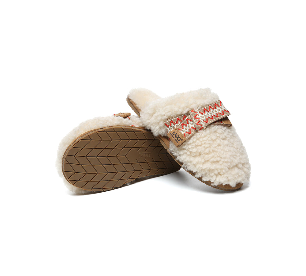 UGG Slippers Women Sheepskin Wool Bow Cecil