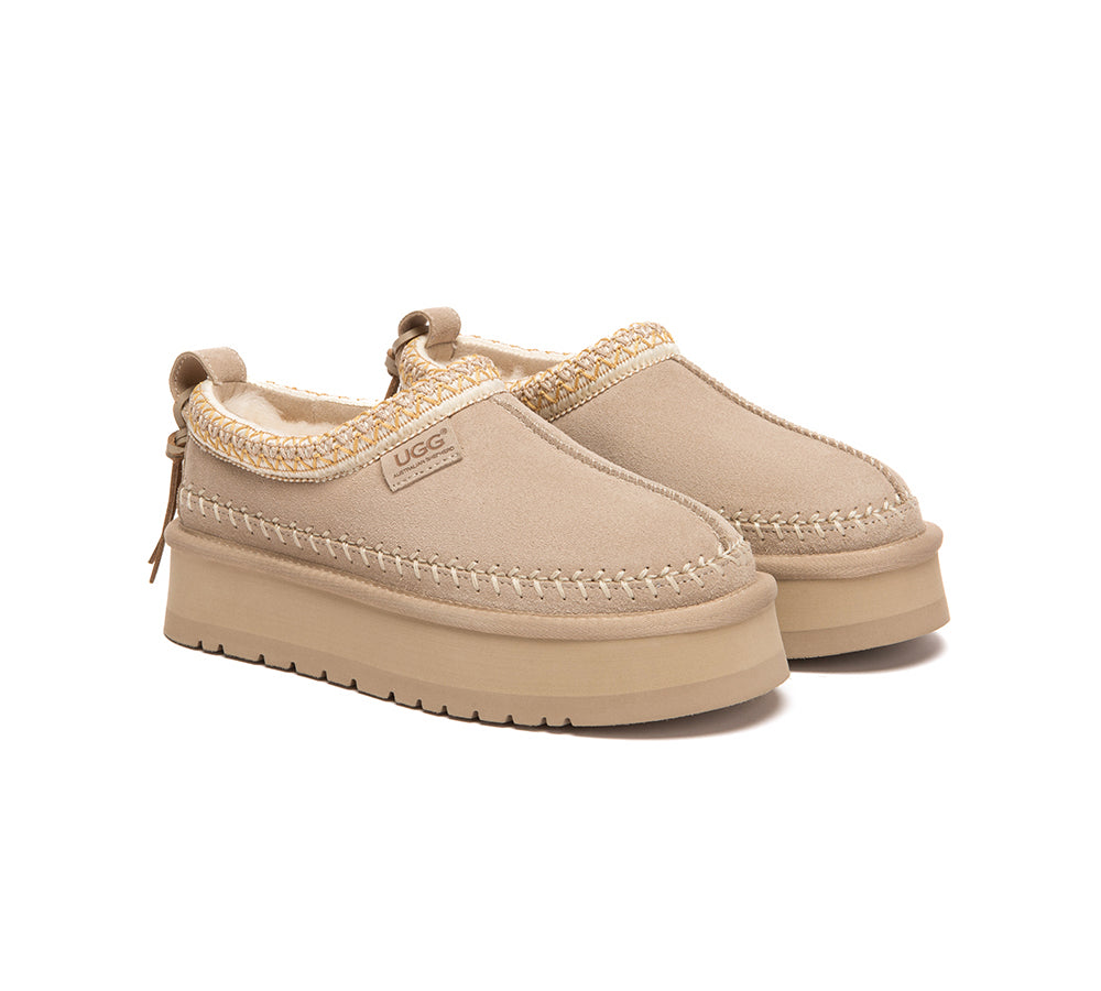 AUSTRALIAN SHEPHERD® UGG Slippers Suede Wool Lined Platform Clogs Canlia UGG AUSTRALIAN SHEPHERD