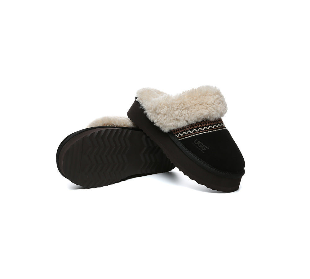 UGG Slippers Sheepskin Wool Knitted Platform Isle