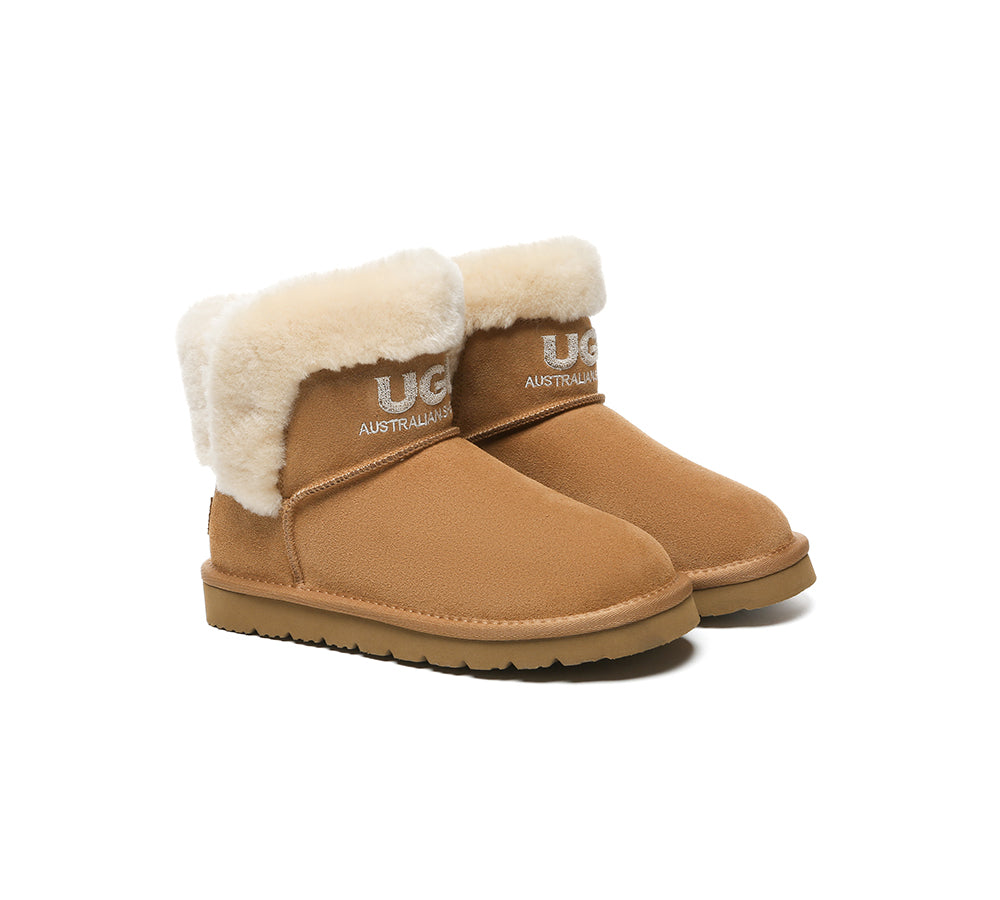 UGG Boots Sheepskin Wool Shearling Lined Ankle Mini Oatha