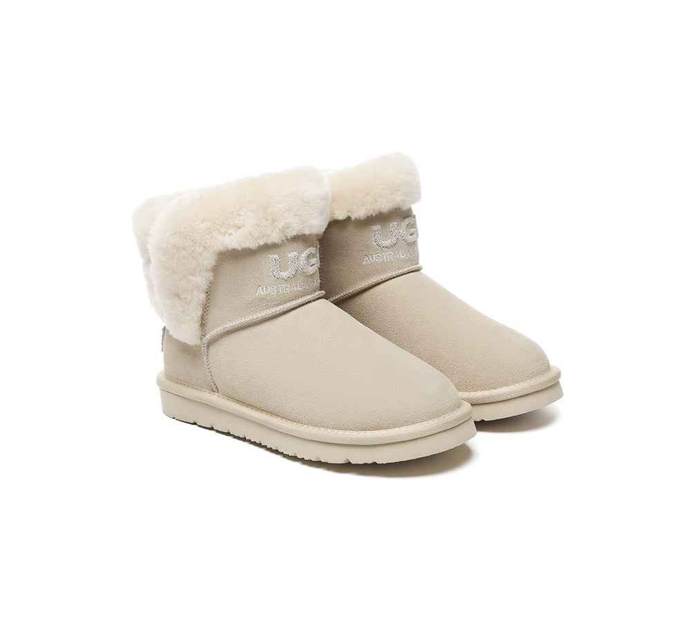 UGG Boots Sheepskin Wool Shearling Lined Ankle Mini Oatha