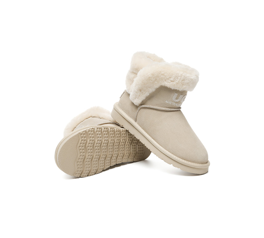 UGG Boots Sheepskin Wool Shearling Lined Ankle Mini Oatha