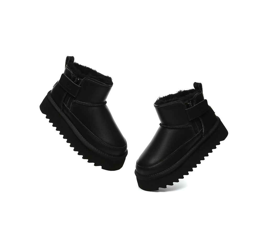 UGG Boots Sheepskin Wool Zipper Ankle Platform Arya