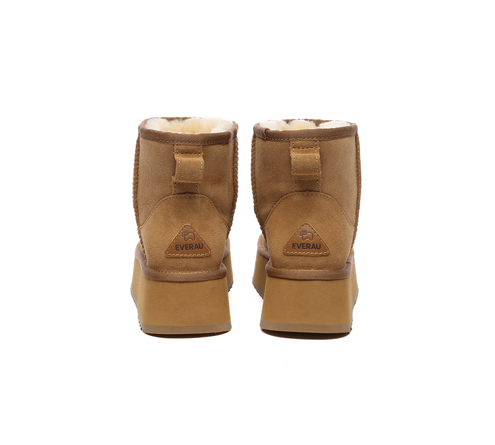 EVERAU® UGG Boots Sheepskin Wool Ankle Platform Thick Bottom Mini Classic - UGG EXPRESS