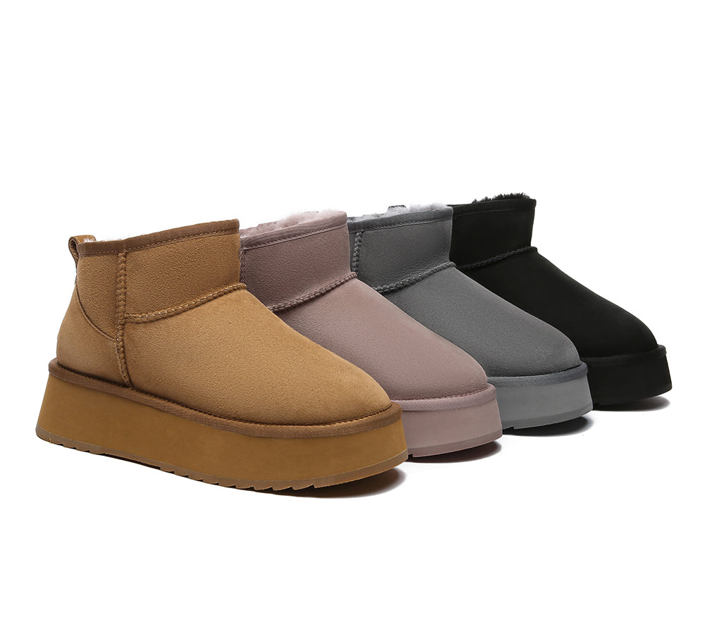 EVERAU® UGG Boots Sheepskin Wool Ankle Ultra Mini Platform - UGG EXPRESS