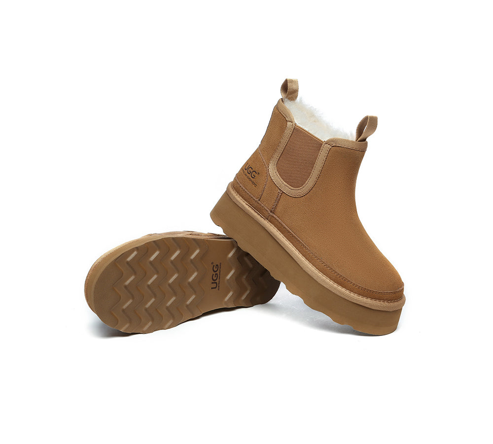 AUSTRALIAN SHEPHERD® UGG Boots Sheepskin Wool Elastic Band Platform Chelsie - UGG EXPRESS