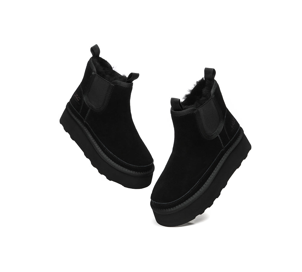 AUSTRALIAN SHEPHERD® UGG Boots Sheepskin Wool Elastic Band Platform Chelsie - UGG EXPRESS