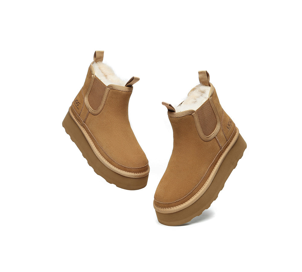 AUSTRALIAN SHEPHERD® UGG Boots Sheepskin Wool Elastic Band Platform Chelsie - UGG EXPRESS