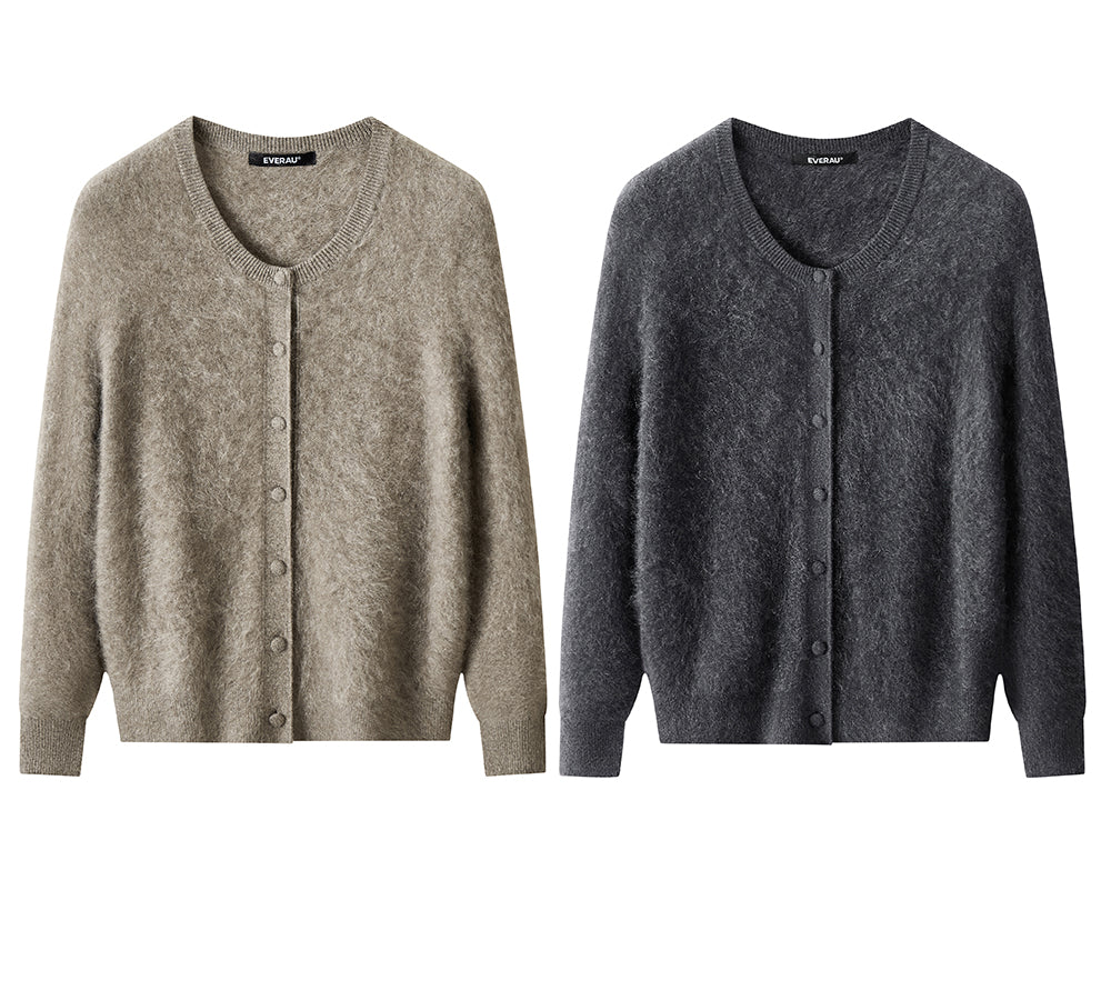EVERAU® Yak Wool Knit Cardigan Cashmere Blend Loose Fit Morra EVERAU