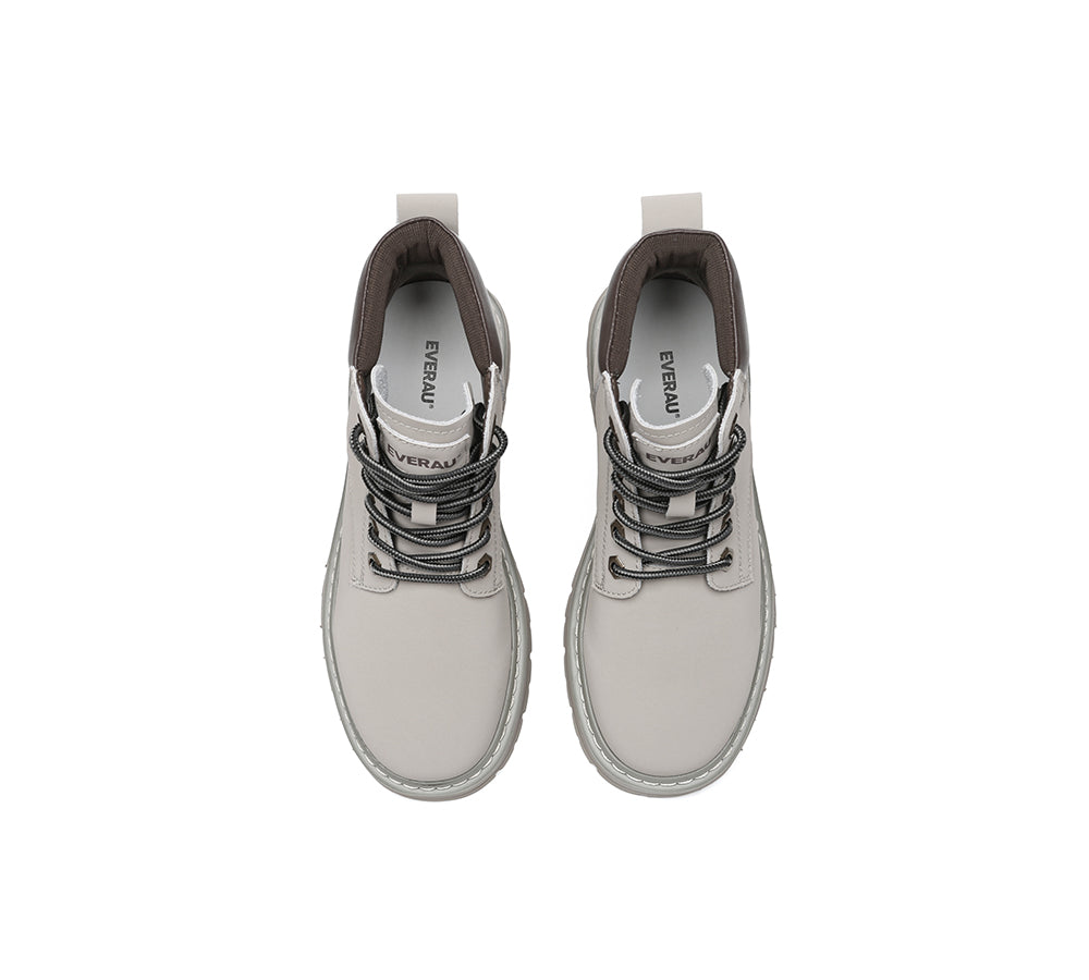 Women Leather Lace Up Chunky Boots Stephanie