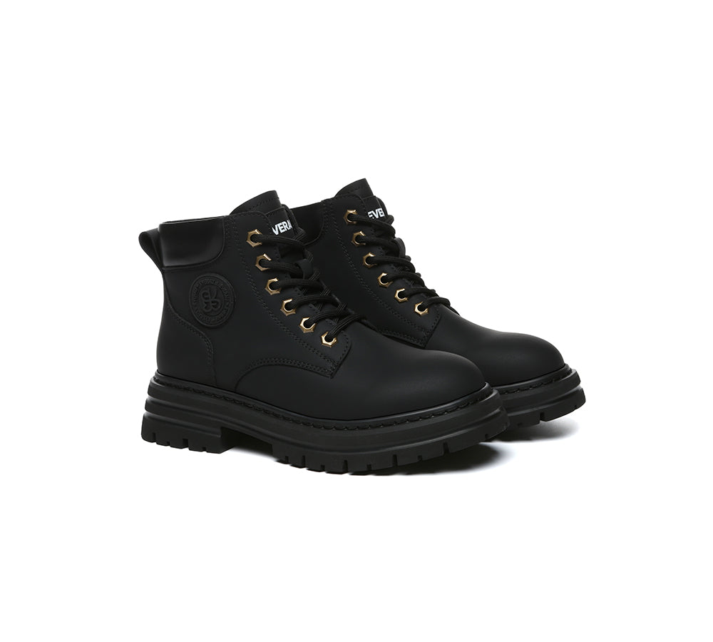 EVERAUĀ® Women Leather Chunky Boots Stephanie