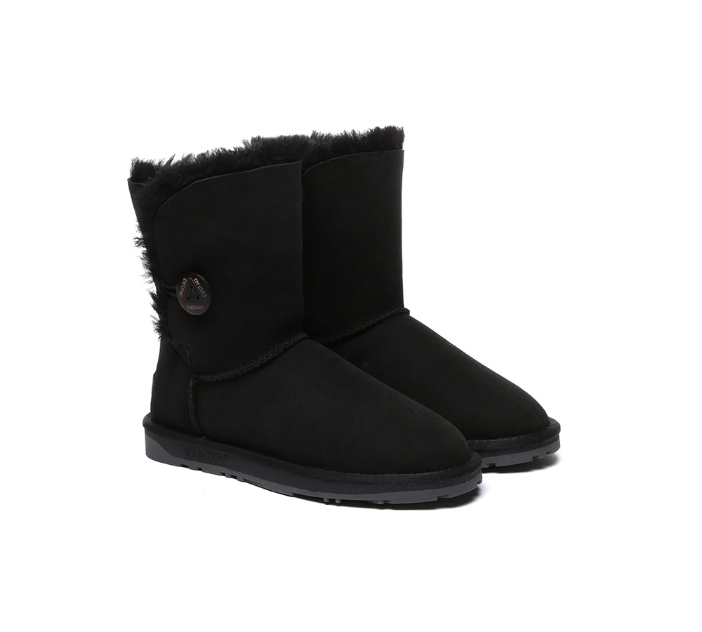 UGG EVERAU® UGG Boots Double Faced Sheepskin Wool Short Button - UGG EXPRESS